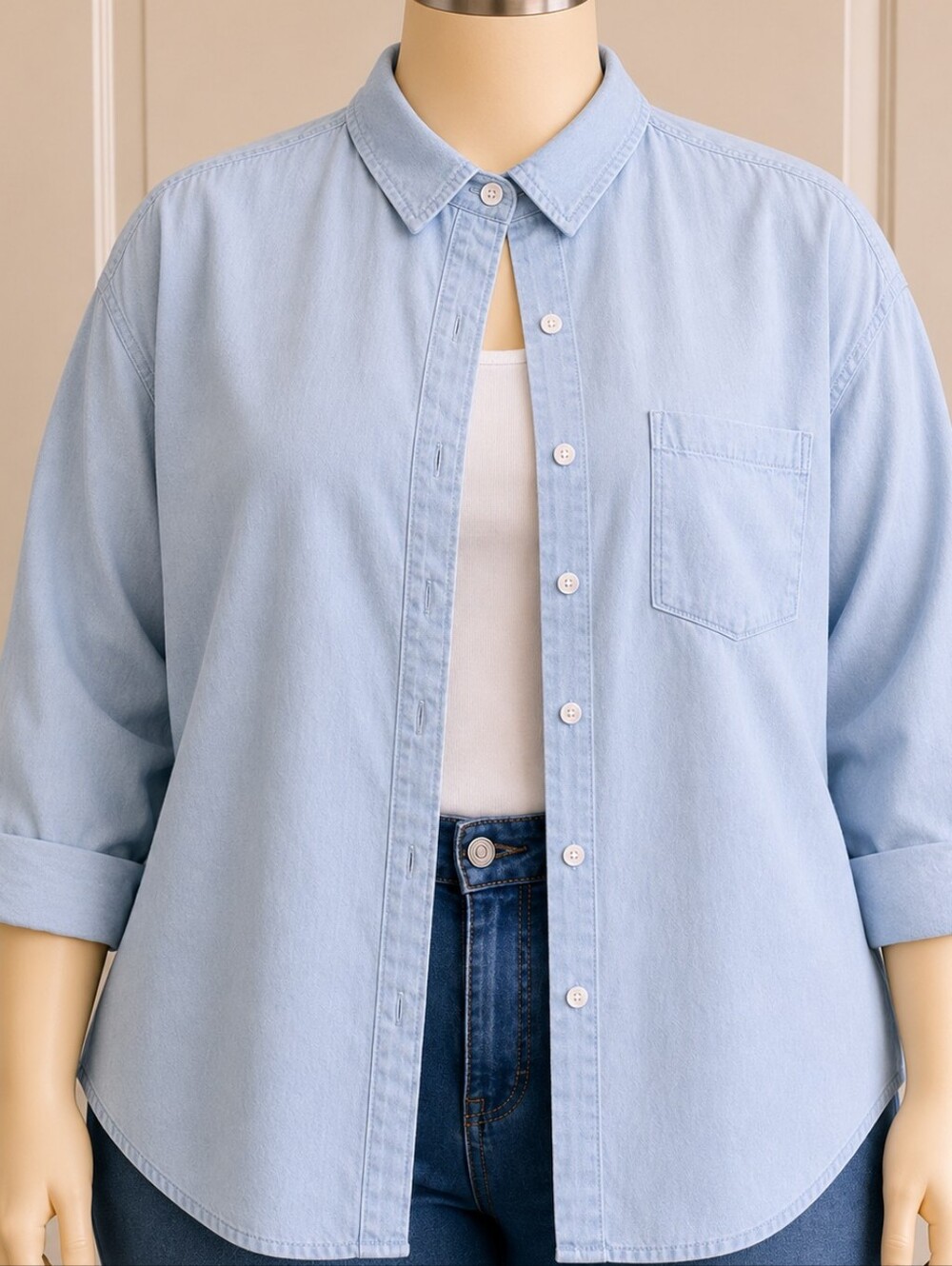 Croft & Barrow Light Blue Back-Pleat Casual Shirt
